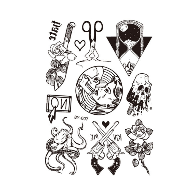 10 PCS Dark Fluorescent Color Changing Animal Luminous Flower Arm Waterproof Adult Tattoo Stickers, BY-001, BY-002, BY-003, BY-004, BY-005, BY-006, BY-007, BY-008