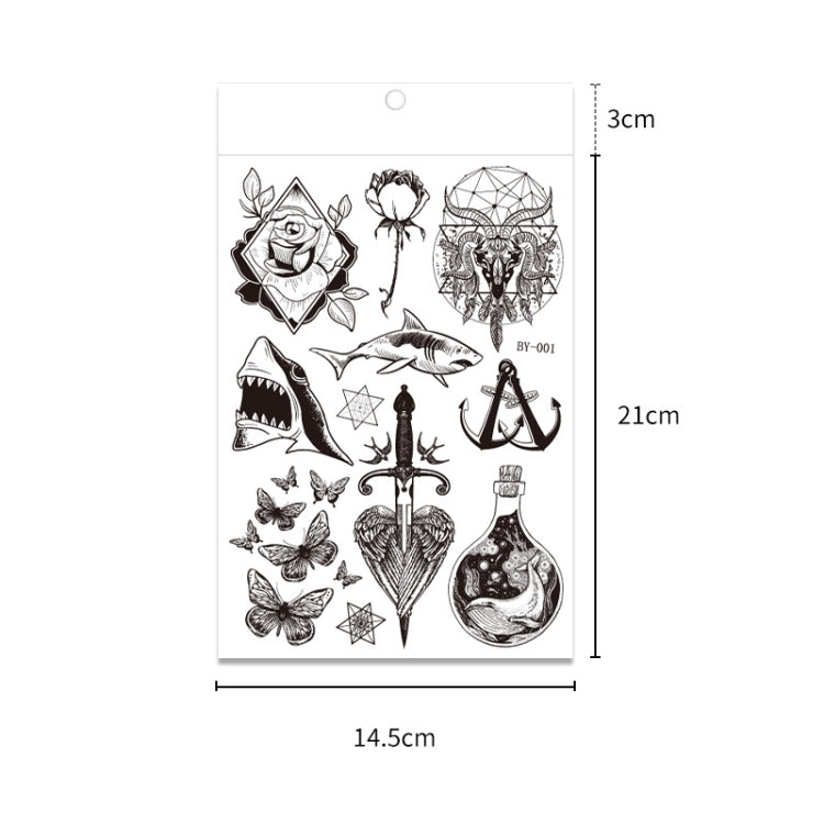 10 PCS Dark Fluorescent Color Changing Animal Luminous Flower Arm Waterproof Adult Tattoo Stickers, BY-001, BY-002, BY-003, BY-004, BY-005, BY-006, BY-007, BY-008