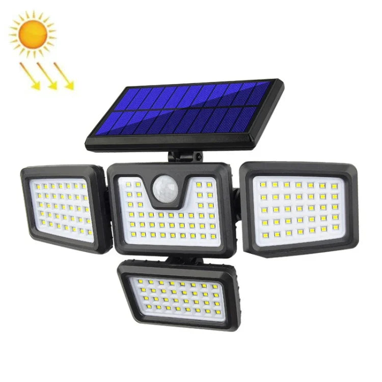 TG-TY051 4-Head Rotatable Solar Wall Light Body Sensor Outdoor Garden Waterproof Corridor Garden Lighting Street Light, Spec:, 141 LED