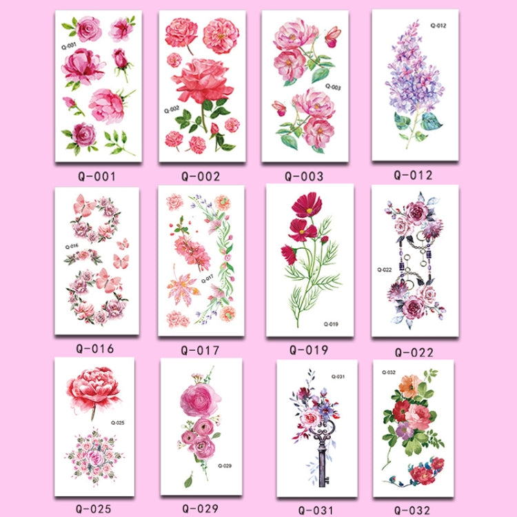 50 PCS Literary Small Fresh Flower Tattoo Sticker Rose Waterproof Lasting Arm Sticker, Q-001, Q-002, Q-003, Q-012, Q-016, Q-017, Q-019, Q-022, Q-025, Q-029, Q-031, Q-032
