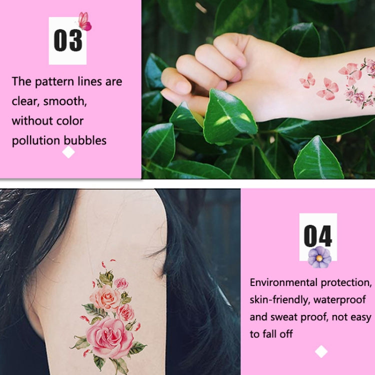50 PCS Literary Small Fresh Flower Tattoo Sticker Rose Waterproof Lasting Arm Sticker, Q-001, Q-002, Q-003, Q-012, Q-016, Q-017, Q-019, Q-022, Q-025, Q-029, Q-031, Q-032
