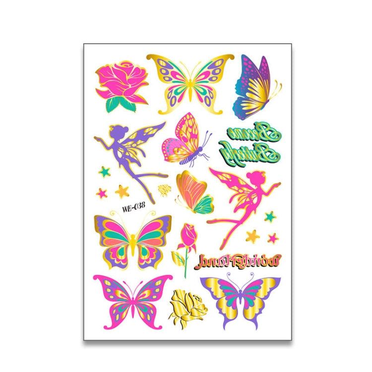 10 PCS Children Water Transfer Fresh Butterfly Bronzing Tattoo Stickers Cartoon Cute Metal Tattoo Stickers, WE-037, WE-038, WE-039, WE-040