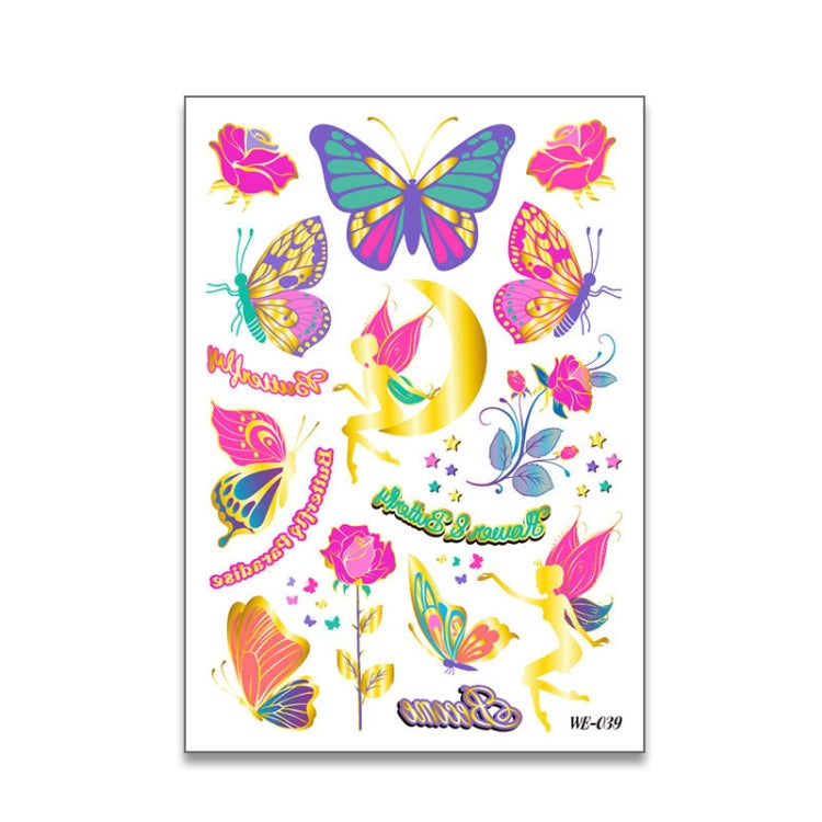 10 PCS Children Water Transfer Fresh Butterfly Bronzing Tattoo Stickers Cartoon Cute Metal Tattoo Stickers, WE-037, WE-038, WE-039, WE-040