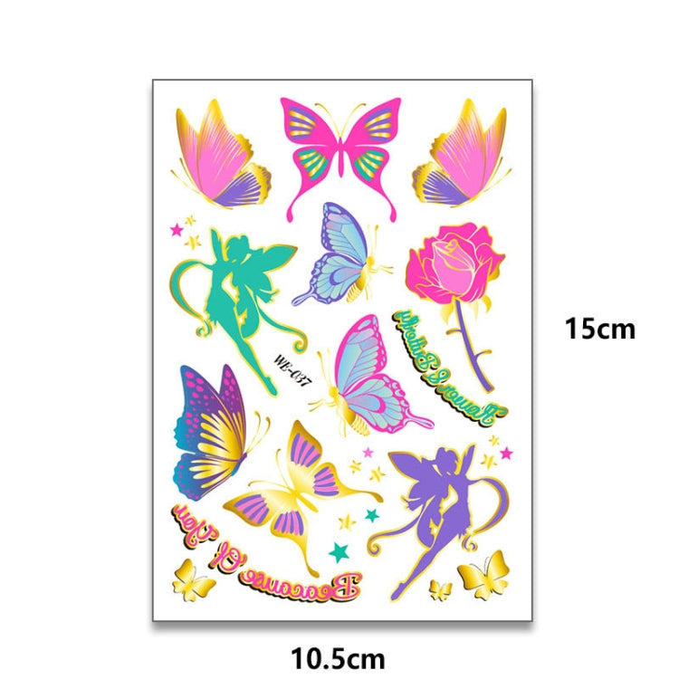 10 PCS Children Water Transfer Fresh Butterfly Bronzing Tattoo Stickers Cartoon Cute Metal Tattoo Stickers, WE-037, WE-038, WE-039, WE-040