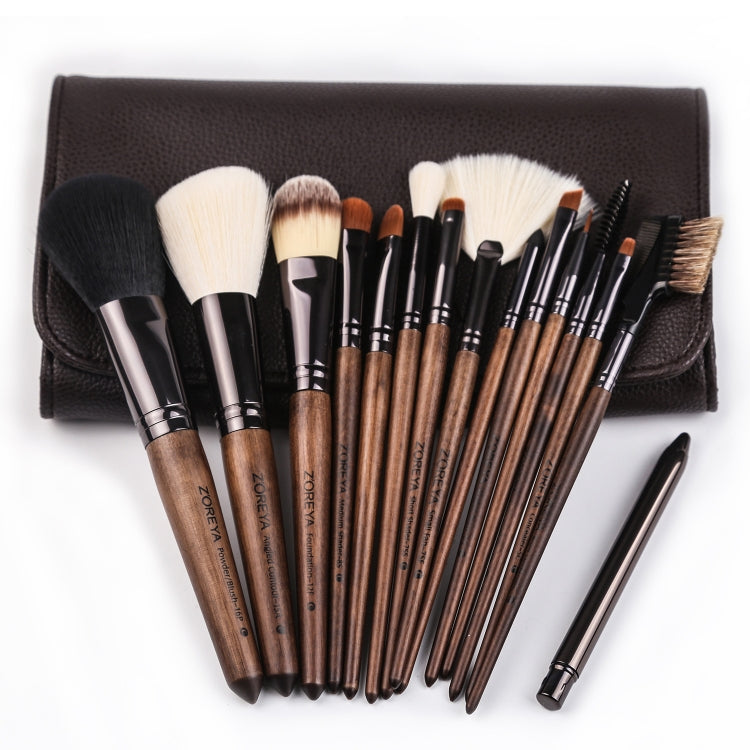 ZOREYA 15-in-1 Make-up-Pinselset aus schwarzem Walnussholz, komplettes Set an Beauty-Werkzeugen, Nylonhaar-Puderpinsel, Make-up-Pinsel