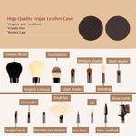 ZOREYA 15-in-1 Make-up-Pinselset aus schwarzem Walnussholz, komplettes Set an Beauty-Werkzeugen, Nylonhaar-Puderpinsel, Make-up-Pinsel