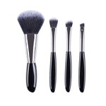 4-in-1 Make-up-Pinselset „Black Pebbles“: Lidschattenpinsel, Foundationpinsel, tragbarer Make-up-Pinsel, Stil: Einzelpinsel, Pinsel + Make-up-Pinseltasche