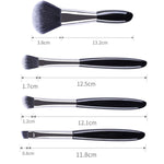 4-in-1 Make-up-Pinselset „Black Pebbles“: Lidschattenpinsel, Foundationpinsel, tragbarer Make-up-Pinsel, Stil: Einzelpinsel, Pinsel + Make-up-Pinseltasche