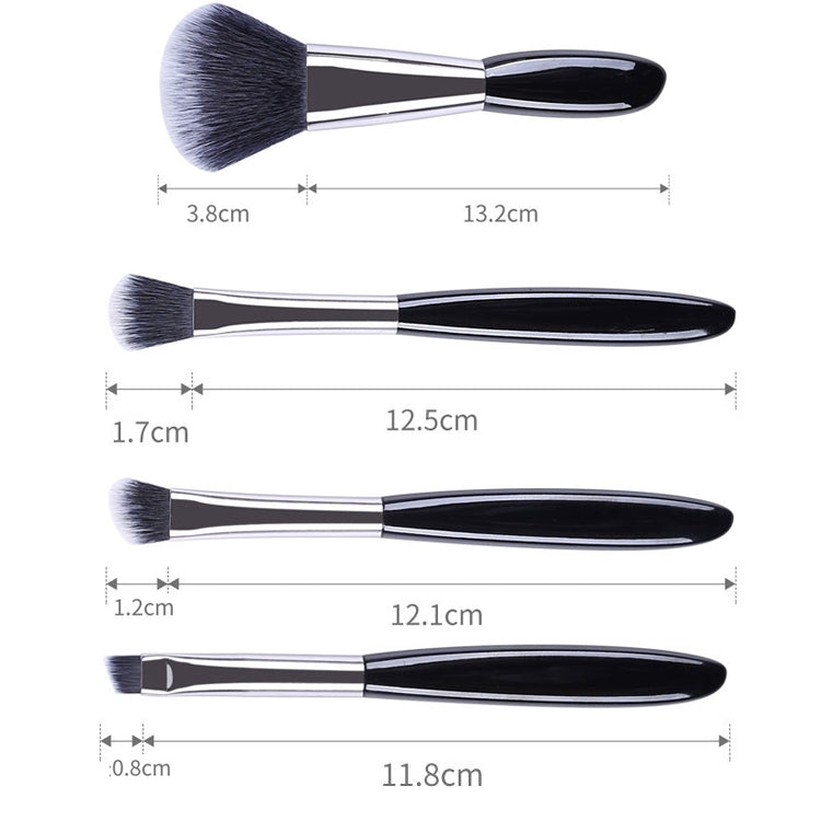 4-in-1 Make-up-Pinselset „Black Pebbles“: Lidschattenpinsel, Foundationpinsel, tragbarer Make-up-Pinsel, Stil: Einzelpinsel, Pinsel + Make-up-Pinseltasche