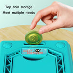 Children Cartoon Simulation Human Face Fingerprint Music Chinese British Switch Piggy Bank, Specification：, Battery (Blue), Battery (Pink)