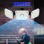 Solar 3-Head Rotatable Wall Lights Human Sense Outdoor Waterproof Garden Street Light, 112 LED, 138 LED, 132 COB