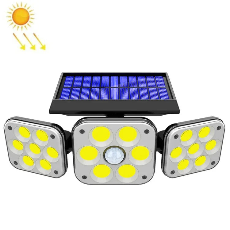 Solar 3-Head Rotatable Wall Lights Human Sense Outdoor Waterproof Garden Street Light, 112 LED, 138 LED, 132 COB