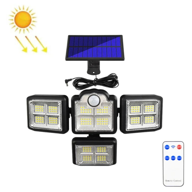 TG-TY085 Solar 4-Head Rotatable Wall Light with Remote Control Body Sensing Outdoor Waterproof Garden Lamp, Style:, 192 LED Integrated, 198 LED Integrated, 192 COB Integrated, 198 COB Integrated, 192 LED Separated, 198 LED Separated, 192 COB Separated ...