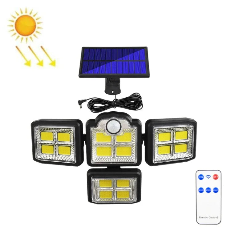 TG-TY085 Solar 4-Head Rotatable Wall Light with Remote Control Body Sensing Outdoor Waterproof Garden Lamp, Style:, 192 LED Integrated, 198 LED Integrated, 192 COB Integrated, 198 COB Integrated, 192 LED Separated, 198 LED Separated, 192 COB Separated ...
