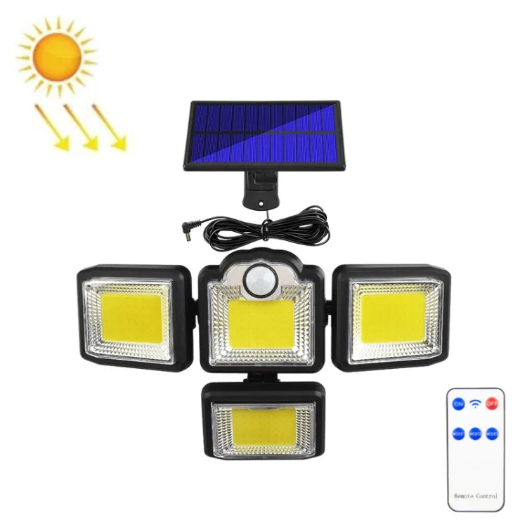TG-TY085 Solar 4-Head Rotatable Wall Light with Remote Control Body Sensing Outdoor Waterproof Garden Lamp, Style:, 192 LED Integrated, 198 LED Integrated, 192 COB Integrated, 198 COB Integrated, 192 LED Separated, 198 LED Separated, 192 COB Separated ...