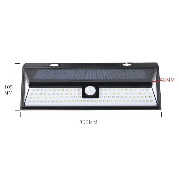 Solar 3-Sides Floodlit Motion Sensing Wall Light Outdoor Garden Corridor Street Light, 118 LED