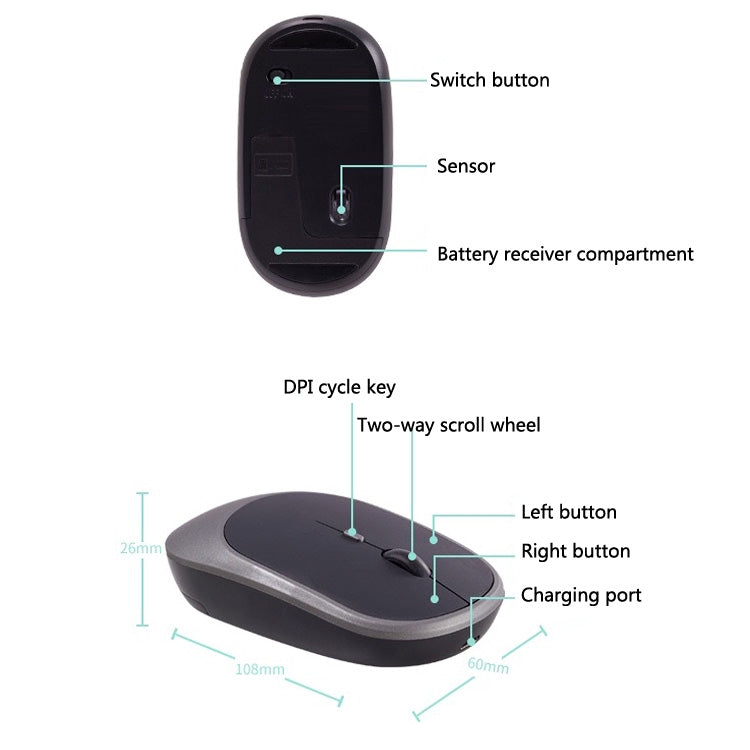 M030 4 Keys 1600DPI Laptop Office Mute Mouse, Style:, Wireless (Ink Green), Wireless (Blue), Wireless (Pink), Wireless (Gray), Wireless (White), Wireless (Black), Double Mode (Ink Green), Dual Mode (Pink), Double Mode (Gray), Double Mode (White)       ...