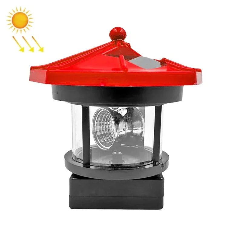 Outdoor Waterproof LED Solar Rotating Lighthouse Garden Decoration Induction Landscape Light, Red, Black