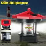Outdoor Waterproof LED Solar Rotating Lighthouse Garden Decoration Induction Landscape Light, Red, Black