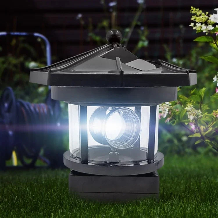 Outdoor Waterproof LED Solar Rotating Lighthouse Garden Decoration Induction Landscape Light, Red, Black