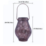 Outdoor Courtyard Wrought Iron LED Solar Portable Hollow Lantern, Lantern / Silver, Lantern / Copper