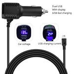 H519 Car Charger Driving Recorder Power Cord Dual USB With Display Charging Line, Specification:, Mini Straight, Mini Right Elbow