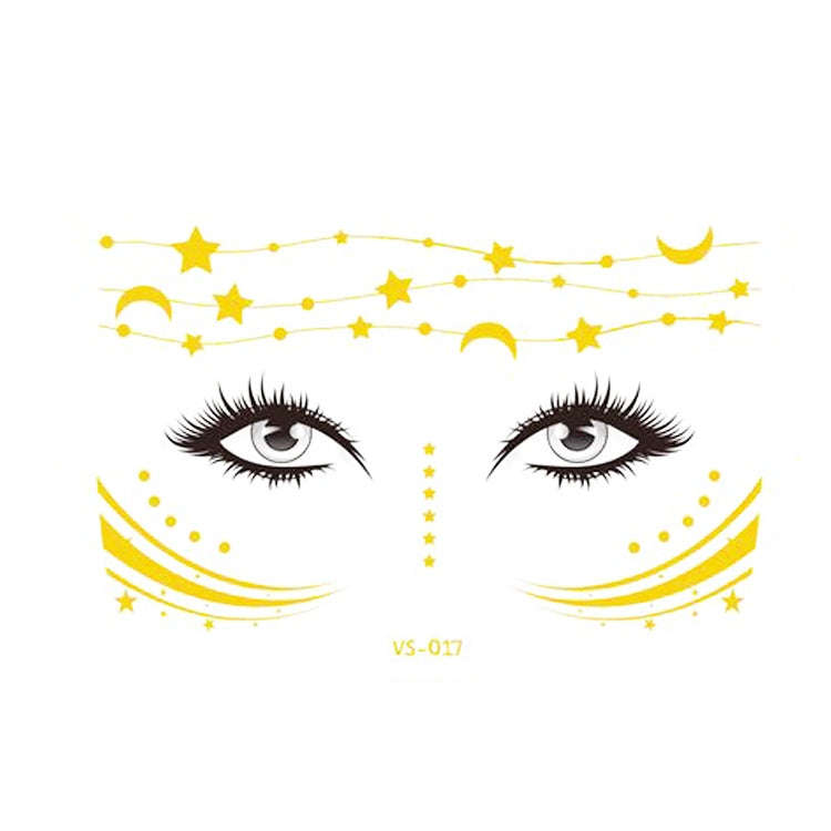 20 PCS Waterproof Bronzing Face Tattoo Stickers Party Masquerade Face Stickers, VS-011, VS-012, VS-013, VS-014, VS-015, VS-016, VS-017, VS-018, VS-019, VS-022, VS-023, VS-024, VS-025, VS-027, VS-028, VS-029, VS-030, VS-031, VS-032, VS-033