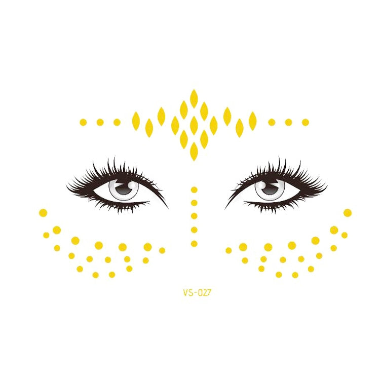20 PCS Waterproof Bronzing Face Tattoo Stickers Party Masquerade Face Stickers, VS-011, VS-012, VS-013, VS-014, VS-015, VS-016, VS-017, VS-018, VS-019, VS-022, VS-023, VS-024, VS-025, VS-027, VS-028, VS-029, VS-030, VS-031, VS-032, VS-033