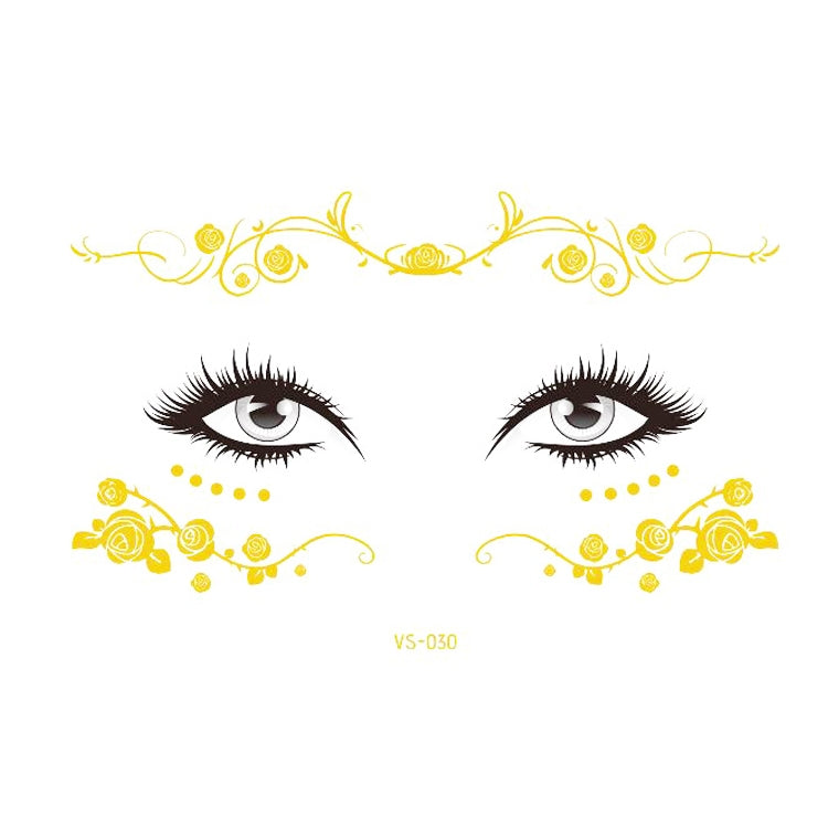 20 PCS Waterproof Bronzing Face Tattoo Stickers Party Masquerade Face Stickers, VS-011, VS-012, VS-013, VS-014, VS-015, VS-016, VS-017, VS-018, VS-019, VS-022, VS-023, VS-024, VS-025, VS-027, VS-028, VS-029, VS-030, VS-031, VS-032, VS-033