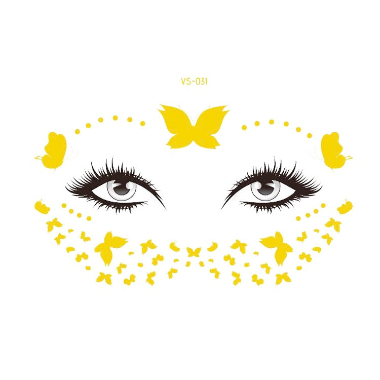 20 PCS Waterproof Bronzing Face Tattoo Stickers Party Masquerade Face Stickers, VS-011, VS-012, VS-013, VS-014, VS-015, VS-016, VS-017, VS-018, VS-019, VS-022, VS-023, VS-024, VS-025, VS-027, VS-028, VS-029, VS-030, VS-031, VS-032, VS-033