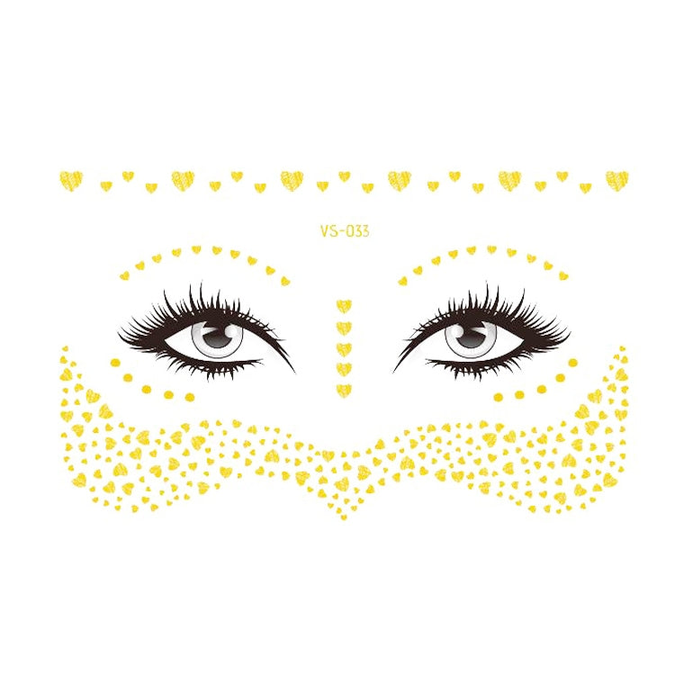 20 PCS Waterproof Bronzing Face Tattoo Stickers Party Masquerade Face Stickers, VS-011, VS-012, VS-013, VS-014, VS-015, VS-016, VS-017, VS-018, VS-019, VS-022, VS-023, VS-024, VS-025, VS-027, VS-028, VS-029, VS-030, VS-031, VS-032, VS-033