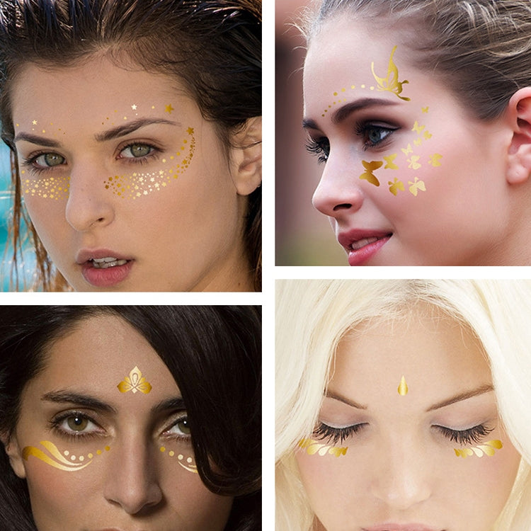 20 PCS Waterproof Bronzing Face Tattoo Stickers Party Masquerade Face Stickers, VS-011, VS-012, VS-013, VS-014, VS-015, VS-016, VS-017, VS-018, VS-019, VS-022, VS-023, VS-024, VS-025, VS-027, VS-028, VS-029, VS-030, VS-031, VS-032, VS-033