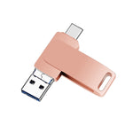 قرص يو-ديسك معدني دوار 3 في 1 USB 3.0 + 8 بن + USB-C / تايب-سي للهواتف والكمبيوتر، 32 جيجابايت، 16 جيجابايت، 64 جيجابايت