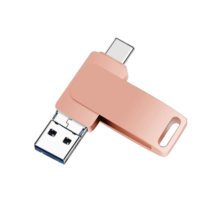 قرص يو-ديسك معدني دوار 3 في 1 USB 3.0 + 8 بن + USB-C / تايب-سي للهواتف والكمبيوتر، 32 جيجابايت، 16 جيجابايت، 64 جيجابايت