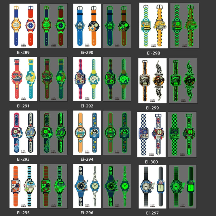 20 PCS Children Waterproof Luminous Cartoon Watch Tattoo Stickers, Ei-289, EI-290, Ei-291, EI-292, Ei-293, Ei-294, Ei-295, Ei-296, Ei-297, Ei-298, Ei-299, EI-300