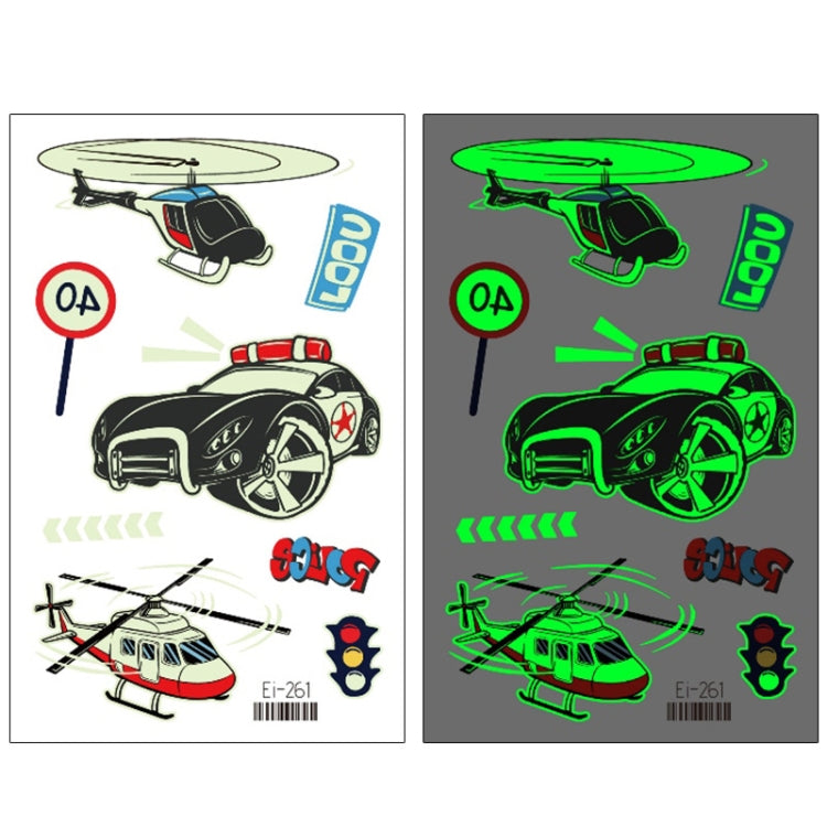20 PCS Waterproof Children Luminous Cartoon Transport Car Tattoo Sticker, Ei-261, Ei-262, Ei-263, Ei-264, Ei-265, Ei-266, Ei-267, Ei-268, Ei-269, Ei-270, Ei-271, Ei-272, Ei-273, Ei-274, Ei-275, Ei-276
