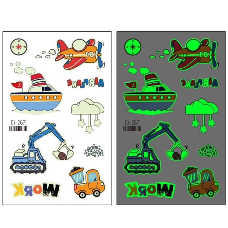 20 PCS Waterproof Children Luminous Cartoon Transport Car Tattoo Sticker, Ei-261, Ei-262, Ei-263, Ei-264, Ei-265, Ei-266, Ei-267, Ei-268, Ei-269, Ei-270, Ei-271, Ei-272, Ei-273, Ei-274, Ei-275, Ei-276