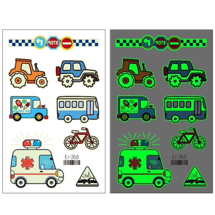 20 PCS Waterproof Children Luminous Cartoon Transport Car Tattoo Sticker, Ei-261, Ei-262, Ei-263, Ei-264, Ei-265, Ei-266, Ei-267, Ei-268, Ei-269, Ei-270, Ei-271, Ei-272, Ei-273, Ei-274, Ei-275, Ei-276