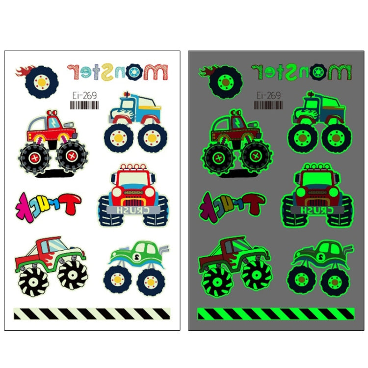20 PCS Waterproof Children Luminous Cartoon Transport Car Tattoo Sticker, Ei-261, Ei-262, Ei-263, Ei-264, Ei-265, Ei-266, Ei-267, Ei-268, Ei-269, Ei-270, Ei-271, Ei-272, Ei-273, Ei-274, Ei-275, Ei-276