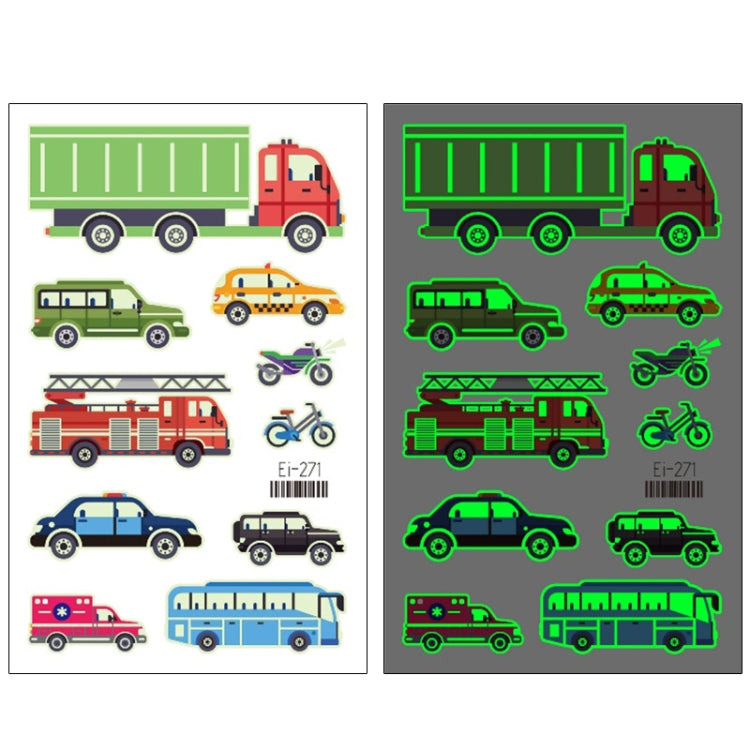 20 PCS Waterproof Children Luminous Cartoon Transport Car Tattoo Sticker, Ei-261, Ei-262, Ei-263, Ei-264, Ei-265, Ei-266, Ei-267, Ei-268, Ei-269, Ei-270, Ei-271, Ei-272, Ei-273, Ei-274, Ei-275, Ei-276