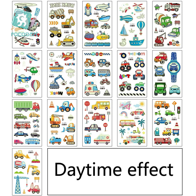 20 PCS Waterproof Children Luminous Cartoon Transport Car Tattoo Sticker, Ei-261, Ei-262, Ei-263, Ei-264, Ei-265, Ei-266, Ei-267, Ei-268, Ei-269, Ei-270, Ei-271, Ei-272, Ei-273, Ei-274, Ei-275, Ei-276