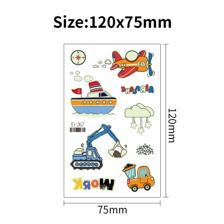 20 PCS Waterproof Children Luminous Cartoon Transport Car Tattoo Sticker, Ei-261, Ei-262, Ei-263, Ei-264, Ei-265, Ei-266, Ei-267, Ei-268, Ei-269, Ei-270, Ei-271, Ei-272, Ei-273, Ei-274, Ei-275, Ei-276