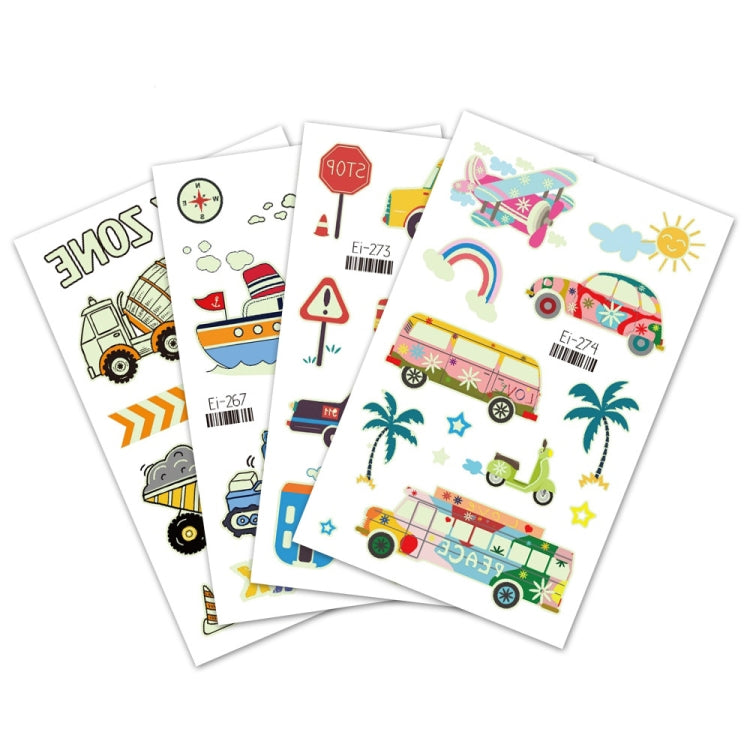 20 PCS Waterproof Children Luminous Cartoon Transport Car Tattoo Sticker, Ei-261, Ei-262, Ei-263, Ei-264, Ei-265, Ei-266, Ei-267, Ei-268, Ei-269, Ei-270, Ei-271, Ei-272, Ei-273, Ei-274, Ei-275, Ei-276