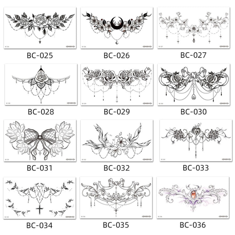 10 PCS Waterproof Tattoo Sticker Clavicle Chest Scar Covering Sticker, BC-025, BC-026, BC-027, BC-028, BC-029, BC-030, BC-031, BC-032, BC-033, BC-034, BC-035, BC-036