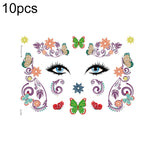 10 PCS Waterproof Music Festival Glitter Tattoo Stickers, LG-001, LG-002, LG-003, LG-004, LG-005, LG-006