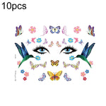10 PCS Waterproof Music Festival Glitter Tattoo Stickers, LG-001, LG-002, LG-003, LG-004, LG-005, LG-006