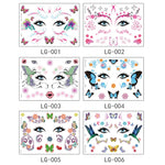 10 PCS Waterproof Music Festival Glitter Tattoo Stickers, LG-001, LG-002, LG-003, LG-004, LG-005, LG-006