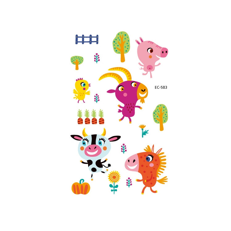 20 PCS Waterproof Anti-Sweat Children Cute Cartoon Animal Tattoo Stickers, EC-581, EC-582, EC-583, EC-584, EC-585, EC-590, EC-531, EC-591, EC-592, EC-593, EC-594, EC-614, EC-615, EC-617, EC-618