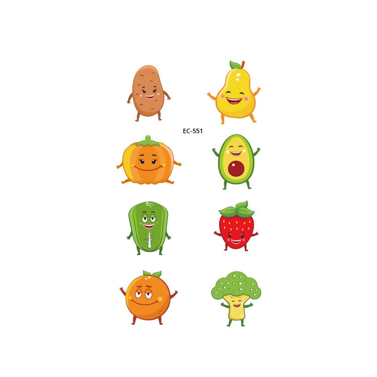 20 PCS Waterproof Painted Fruits Vegetables Plants Children Tattoo Stickers, EC-531, EC-532, EC-533, EC-534, EC-535, EC-536, EC-537, EC-538, EC-539, EC-540, EC-541, EC-542, EC-543, EC-544, EC-545, EC-546, EC-547, EC-548, EC-549, EC-550, EC-551, EC-552 ...