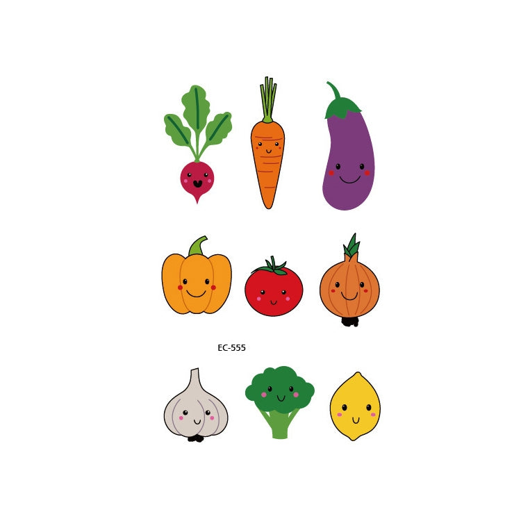 20 PCS Waterproof Painted Fruits Vegetables Plants Children Tattoo Stickers, EC-531, EC-532, EC-533, EC-534, EC-535, EC-536, EC-537, EC-538, EC-539, EC-540, EC-541, EC-542, EC-543, EC-544, EC-545, EC-546, EC-547, EC-548, EC-549, EC-550, EC-551, EC-552 ...